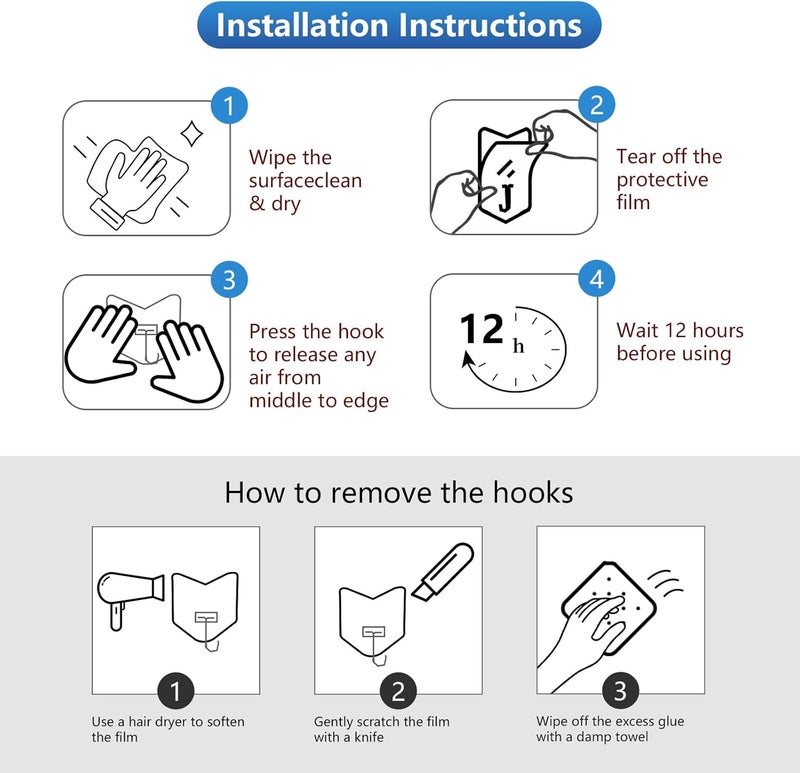 nabreeli Heavy Duty Adhesive Hooks 18 Pack - Holds 15 lbs, No Drill Stick Plastic Hook Hangers for Hanging Towel Shower Bathroom, Kitchen, Cabinet - Strong Wall Hanger for Ornaments, Apartment Bedroom - Image 3